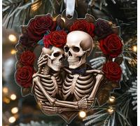 Crâne Couple Ornements pour Décorations de Noël Amour Éternel Gothique Décoration Acrylique Halloween Romantique Cadeau pour Couples et Conjoints