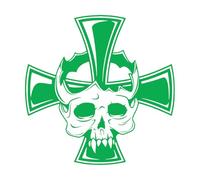 Crâne Croix Monstre Squelette Os Stickers muraux 36x36cm Installation facile Vert