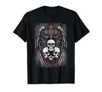 Crâne Croix Y2K Goth Alt Grunge Gothique Emo Aesthetic Wings T-Shirt