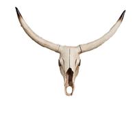 Crâne d'animal Rustique Tribal tête de Taureau Art Mural - Crâne d'inspiration amérindienne Western Decor Sculpture sculptée pour Lodge (F)