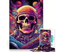 Crâne dans l'espace Puzzle de 1000 pièces pour Adultes Jeu de réflexion Activité ludique à Partager Découpe de précision Décoration Artistique 50x75cm