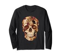 Crâne d'automne Effrayant Collage Floral Gothique Art Halloween Manche Longue