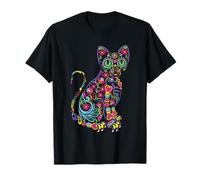 Crâne de chat en sucre Dia De Los Muertos mignon mexicain Jour des morts T-Shirt