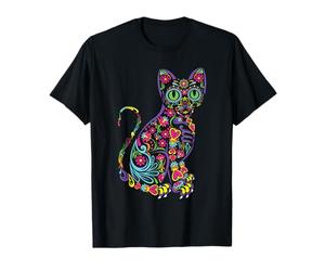 Crâne de chat en sucre Dia De Los Muertos mignon mexicain Jour des morts T-Shirt