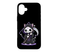 Crâne de Chat Kawaii Grim Reaper, Animal Chibi Gothique Pastel Coque pour iPhone 16 Plus