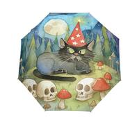 Crâne De Chat Magique d'halloween Parapluie Pliant Enfant Garçons Filles Automatique Protection UV Parapluies Coupe-Vent pour Voyager