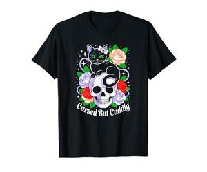 Crâne de Chat maudit mais câlin Gothique Sombre Mignon T-Shirt