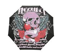 Crâne De Coeur De Chevalier Parapluie Pliable Pliant à Ouverture Automatique Parapluies Pliant Coupe-Vent pour Voyager Plage Femmes Enfants Homme Fille