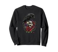 Crâne de Corbeau Gothique Vintage Floral Gothique Roses Sweatshirt