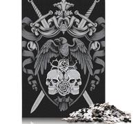 Crâne de Corbeau médiéval 1000 pièces - Puzzles Gothiques en Bois pour Adultes (75 x 50 cm)