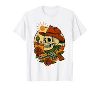 Crâne de Cowboy | Scène du désert | Vintage Tattoo Flash Art T-Shirt