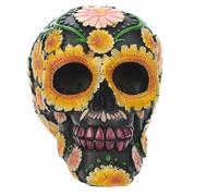 Crâne de décoration jour des morts à motif fleuri Puckator Noir 11,5x10,5x15 cm