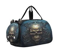 Crâne De DéMon Bleu Sac de Sport Natation avec Compartiment à Chaussures,Sac de Voyage Weekend Sac à Main pour Filles GarçOns