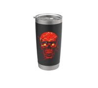 Crâne de feu avec yeux de braise - Horreur Gobelet isotherme en acier inoxydable double paroi