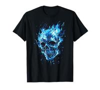 Crâne de flammes bleues Crâne flamboyant flammes bleues T-Shirt