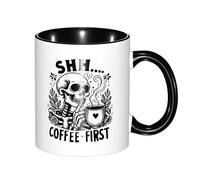 Crâne De Fleur Chut Mug Céramique Tasse Micro-Ondes Tasse À Café Pour Boissons Chaudes Chocolat Chaud Bureau 330Ml