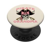 Crâne de Grand-mère Pirate Assortie pour Famille Nana Mimi PopSockets PopGrip Adhésif