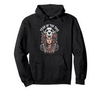 Crâne de guerrier Année du chien Motif roses tribales Force Sweat à Capuche