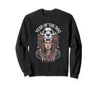 Crâne de guerrier Année du chien Motif roses tribales Force Sweatshirt
