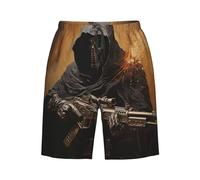 Crâne De La Faucheuse Et De La Rose Rouge Homme Maillot De Bain avec Doublure en Maille Watershort Été Bermuda XXL