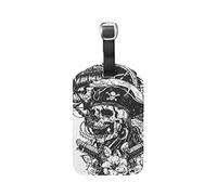 Crâne De Pirate De Voile De Fleur Etiquettes à Bagages de Valises Voyage en Cuir Etiquette Nom Adresse ID Tags Drôle pour Les Garçons Filles(3PACK)