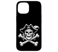 Crâne de Pirate et os croisés Classique Jolly-Roger Line Art Coque pour iPhone 15