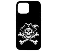 Crâne de Pirate et os croisés Classique Jolly-Roger Line Art Coque pour iPhone 16 Pro Max