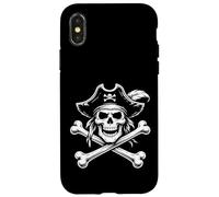 Crâne de Pirate et os croisés Classique Jolly-Roger Line Art Coque pour iPhone X/XS
