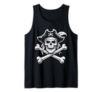 Crâne de Pirate et os croisés Classique Jolly-Roger Line Art Débardeur