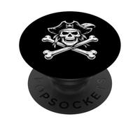 Crâne de Pirate et os croisés Classique Jolly-Roger Line Art PopSockets PopGrip Adhésif