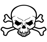 Crâne de pirate Sticker Autocollant Skull os, blanc, 10 x 7cm EUR 5,95