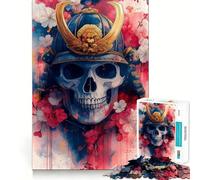 Crâne de samouraï avec Fleurs de Cerisier, Puzzle de 1000 pièces pour Adultes, renforce la mémoire, soulage Le Stress, qualité supérieure, Surprise d'anniversaire (38x26cm)