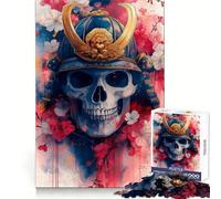 Crâne de samouraï avec Fleurs de Cerisier, Puzzle de 1000 pièces pour Adultes, stimule la mémoire, soulage l'anxiété, Bords précis, Surprise de Noël (50x75cm)