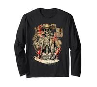 Crâne de Squelette de Cowboy Occidental dire Quand Halloween Manche Longue