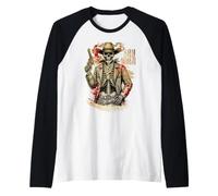 Crâne de Squelette de Cowboy Occidental dire Quand Halloween Manche Raglan