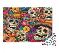 Crâne de Sucre Puzzle 1000 Pièces en Carton Épais Et Robuste, Jeu De Puzzle Classique Maintenir De La Mémoire pour Une Soirée Entre Amis, Ambiance Cocooning Hiver 70x50cm/1000pcs