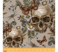 Crâne de sucre Tissu 92x150cm pour Chaises Daisy Floral fleurs Tissu au métro Dragonfly pesonalized Skeleton Bones pour la décoration intérieure, jaune