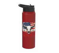 Crâne de taureau américain 1776 Stainless Steel Insulated Water Bottle