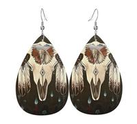 Crâne De Vache À Roue De Médecine Amérindienne Du Texas Pendantes En Cuir Double Face Boucles D'Oreilles Légères Boucle D'Oreille Pour Femme Décorations
