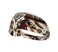 Crâne De Vache À Roue De Médecine Amérindienne du Texas Unisexe Headband Absorbe La Transpiration Bandeaux Large Serre Tete pour Fitness Tennis Cyclisme