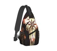 Crâne De Vache À Roue De Médecine Amérindienne Homme Femme Sacs À Dos Porté Travers Pratique Sling Bag Casual Sac À Bandoulière pour Voyage Business Loisirs