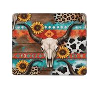 Crâne De Vache Tournesol Aztèque De L'Ouest Tapis De Souris Antidérapant Tapis De Souris Gaming Lavable Mouse Pad pour Voyage Maison Ordinateur 25X30Cm
