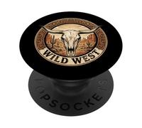 Crâne de Vache Wild West Vintage Western Rodéo Cowboy PopSockets PopGrip Adhésif