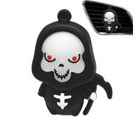 Crâne Désodorisants Voiture Vent Clips, Skull Vent Clips Air Fersnener - Pince de parfum Horreur Crâne Vent - Clip de sortie d'air pour diffuseur de voiture, accessoires d'intérieur Halloween pour