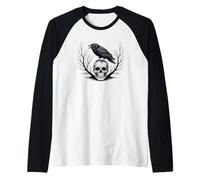 Crâne d'halloween Corbeau Noir Manche Raglan