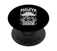 Crâne d'halloween Laissez Les manigances des Pirates Commencer Hommes Femmes PopSockets PopGrip Adhésif