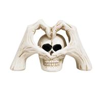 Crâne d'Halloween | Statue gothique tête squelette main cœur | Sculpture de main de crâne d'Halloween pour maison, chambre à coucher, salon, centre de table, maison hantée, appartement