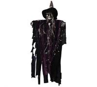 Crâne d'horreur à DEL pour Halloween, fantôme criant volant avec chapeau et perruques, accessoires difficiles à suspendre, yeux rouges, décorations squelette pour fête du diable de la mort, maison
