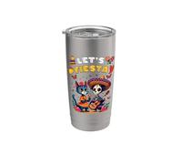 Crâne drôle de chat et chien en sucre Lets Fiesta Día los de Muertos Gobelet isotherme en acier inoxydable double paroi