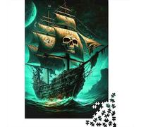 Crâne du Navire Pirate 1000 Pièce Carton Extra Épais Jeu De Puzzle pour Enfants Débutants Jeu Amusant Et Stimulant Soulagement du Stress Idée Cadeau 52x38cm/1000pcs